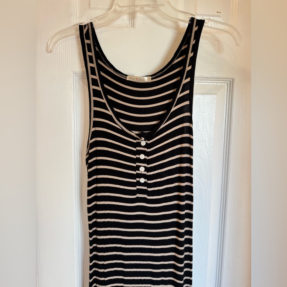 SOLD‼️4/$15 Heart & Hips Black and Tan Striped Maxi Dress Size Small - Picture 3 of 5